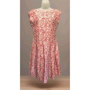 Ferel Childe NYC Silk Linen Blend Pink Ivory Toile Sleeveless Fit&Flare Dress XS
